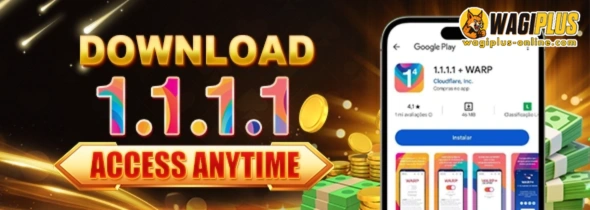 WAGIPLUS mobile app download interface showing easy access to login, register, games, and online casino features